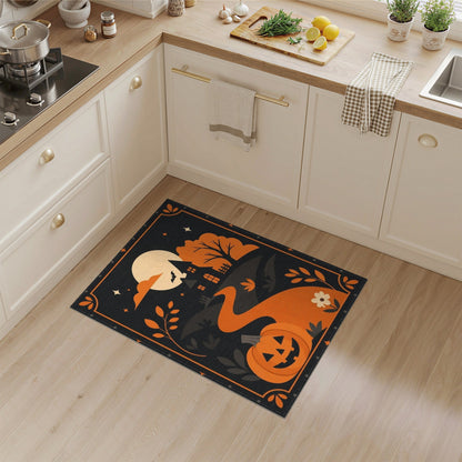 Orange Halloween Pumpkin Haunted House Kids Area Rug