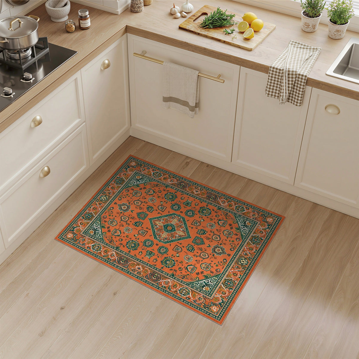 Orange Persian Medallion No. 19 Area Rug