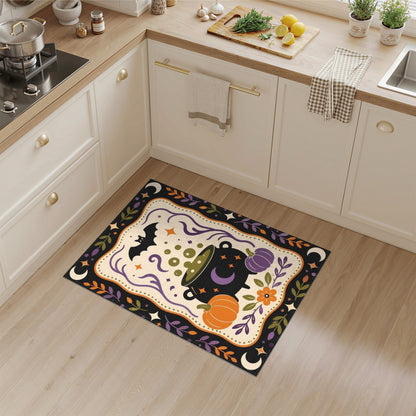 Halloween Cauldron Bat Pumpkins Washable Area Rug