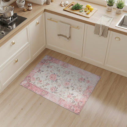 Pink Rose Floral Vintage No. 48 Area Rug