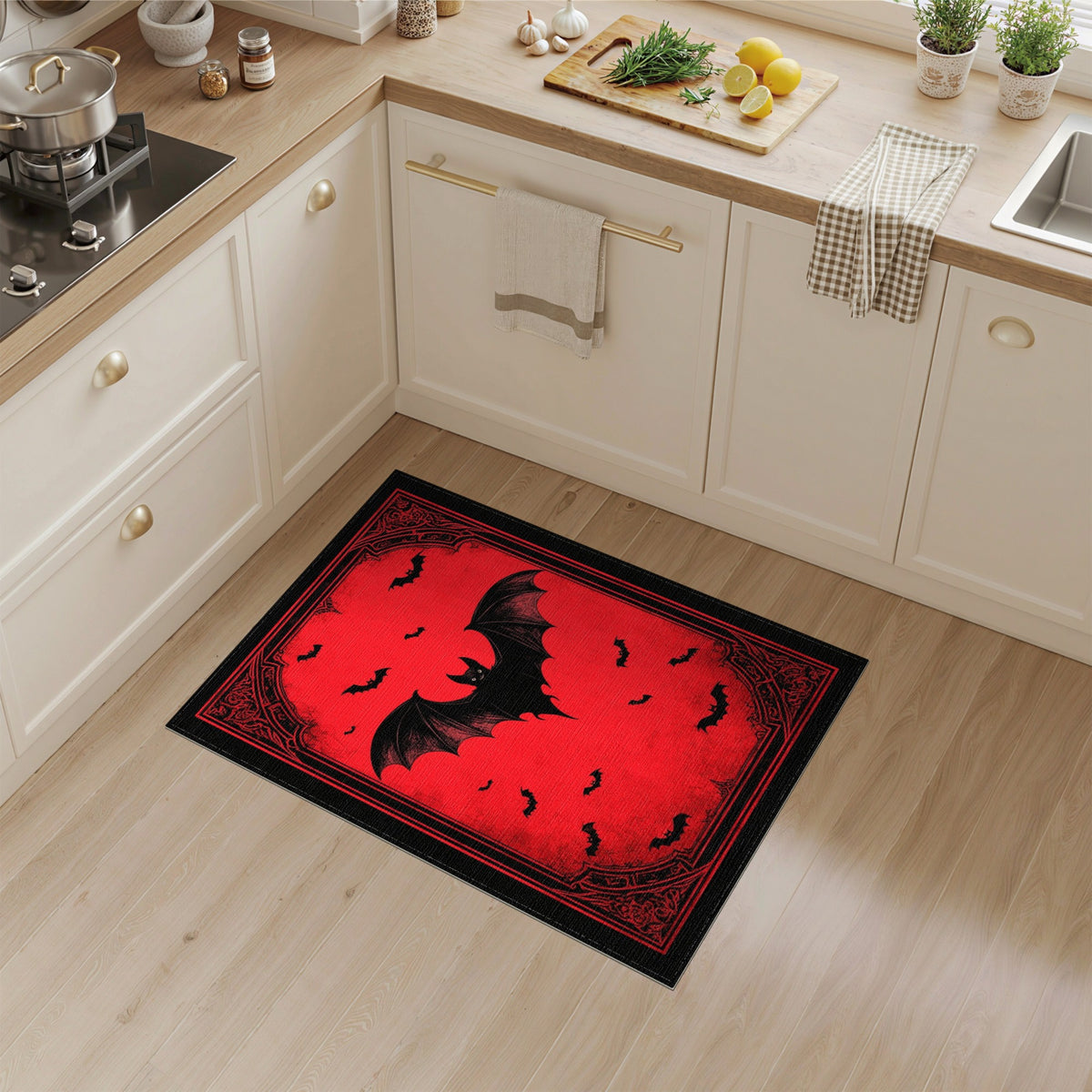Red Bat Distressed Area Rug