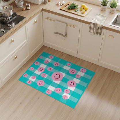 Pink Smiley Face Kids Area Rug