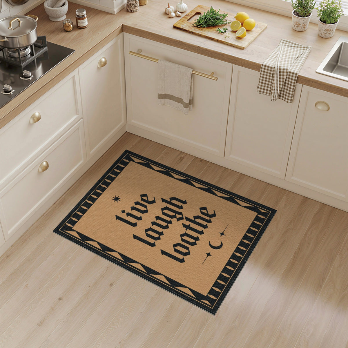 Live Laugh Loathe Brown Area Rug