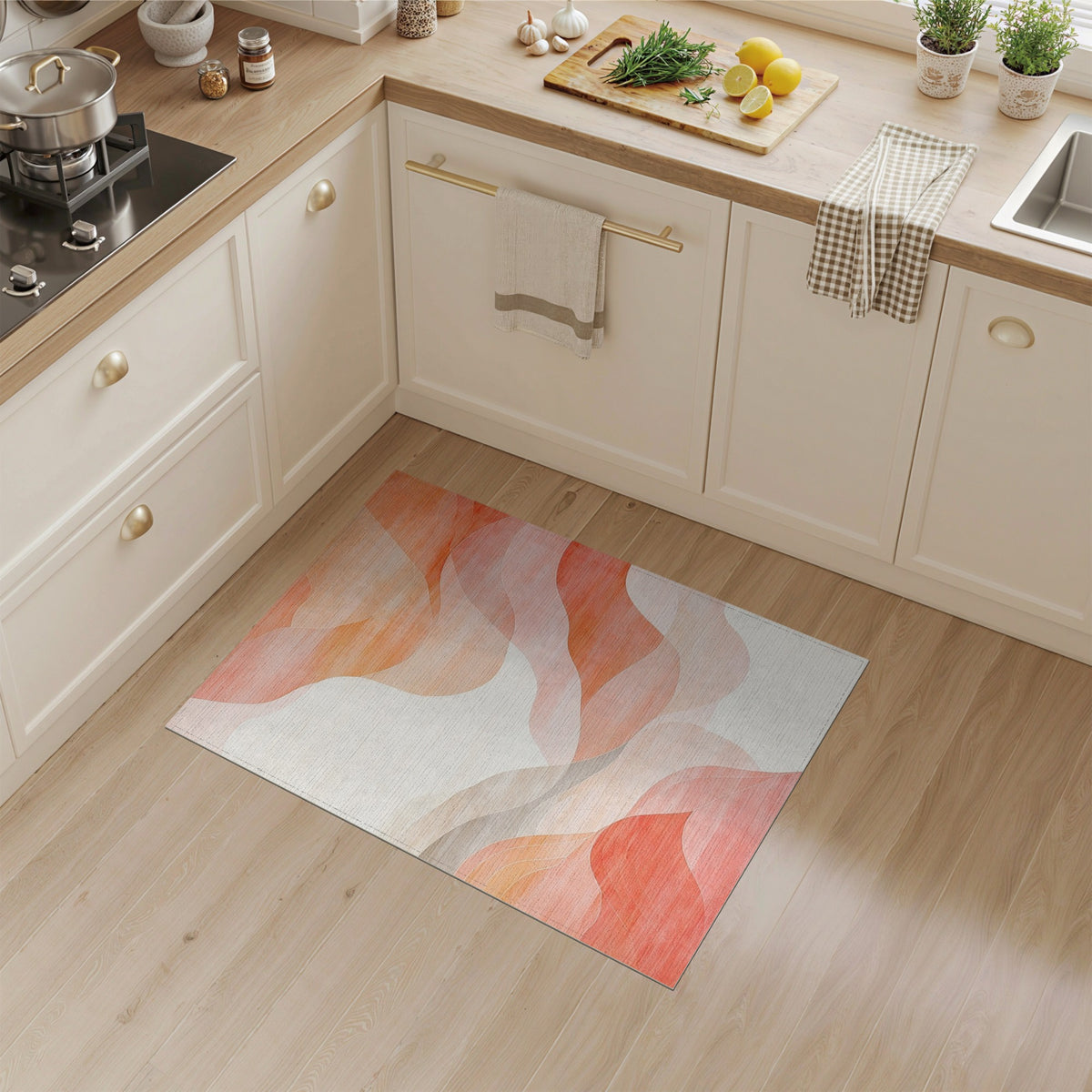 Abstract Area Wave Orange Wave Abstract Area Rug