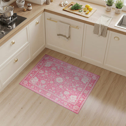 Pink Floral Vintage Area Rug