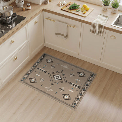 Beige Heritage Tribal Geometric Area Rug