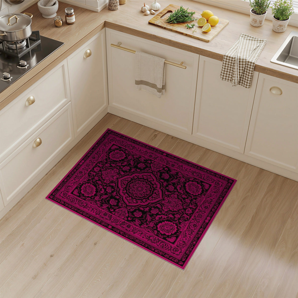 Floral Pink Persian Floral Medallion Rug