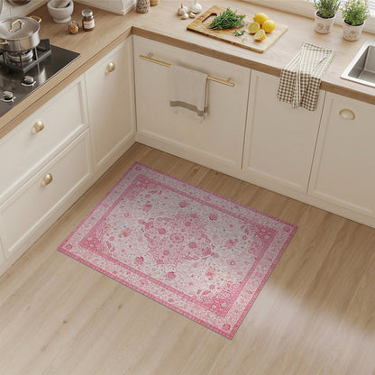 Pink Floral Vintage Area Rug