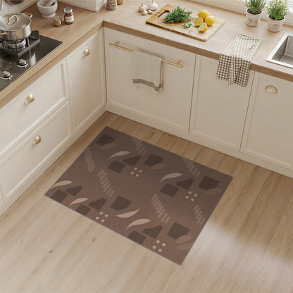 Brown Geometric Stair Motif Area Rug