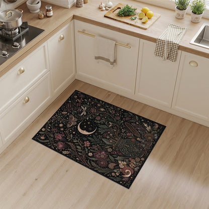 Mystical Moon Floral Purple Area Rug