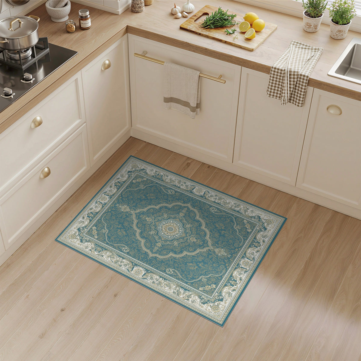 Teal Persian Medallion Area Rug