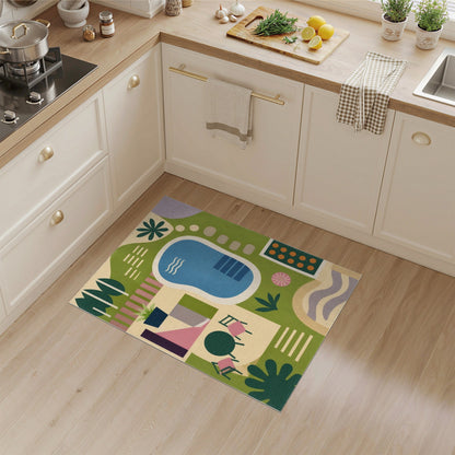 Geometric Modern Abstract Geometric Poolside Area Rug