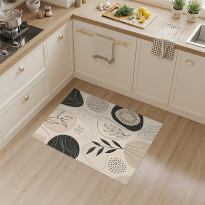 Abstract Leaf Beige Area Rug