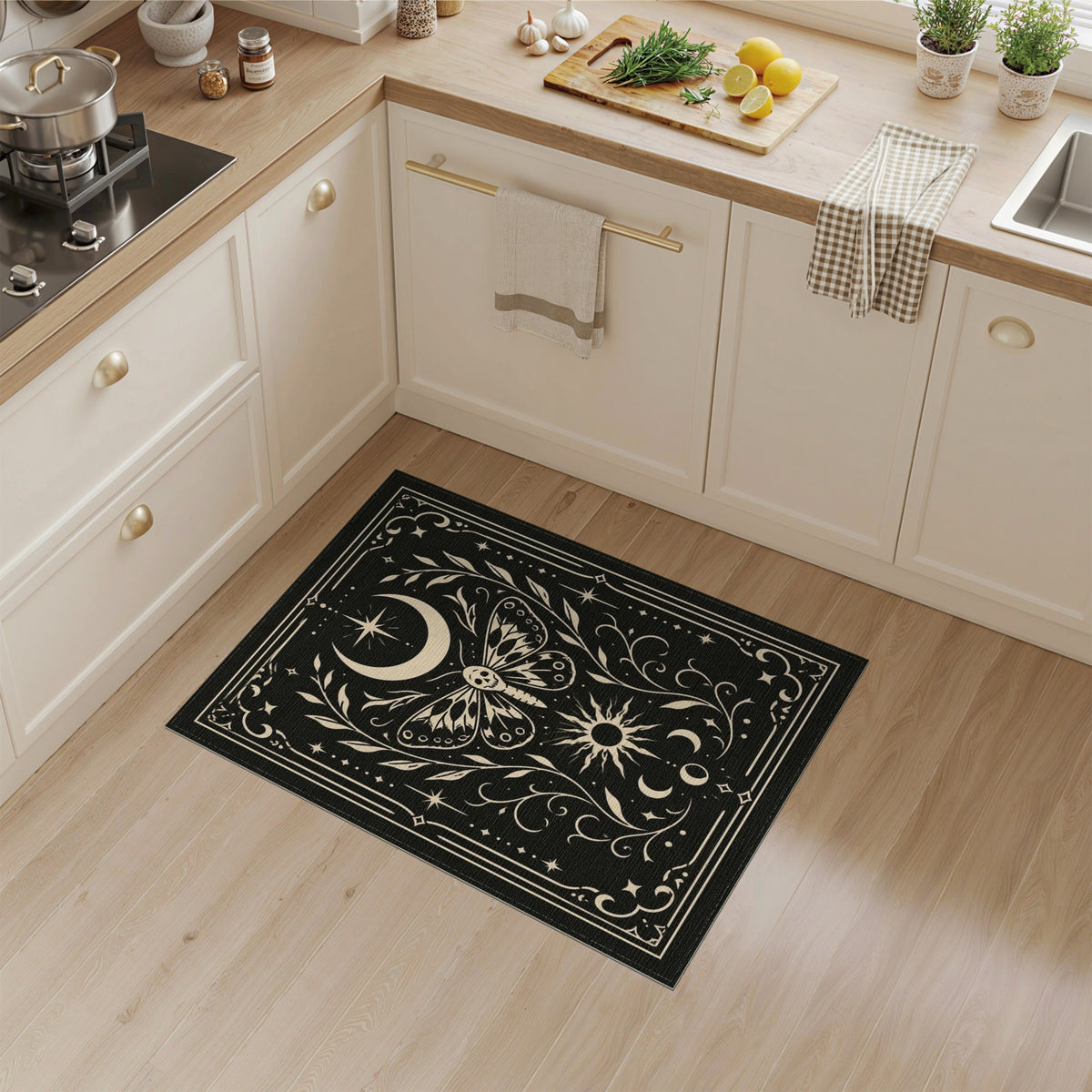 Skull Moth Celestial Area Rug