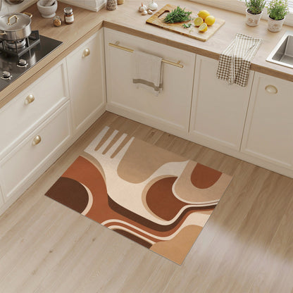 Brown and Tan Brown Tan Organic Abstract Area Rug