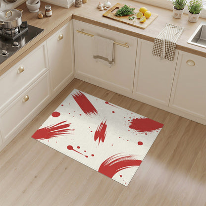 Abstract Area Red Abstract Brushstroke Area Rug