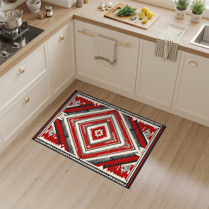 Red Tribal Diamond Area Rug