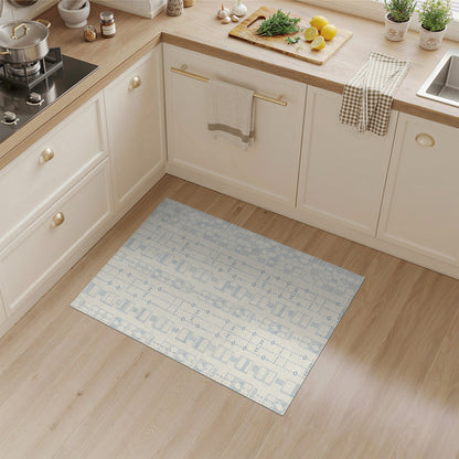 Light Blue Geometric Linear Area Rug