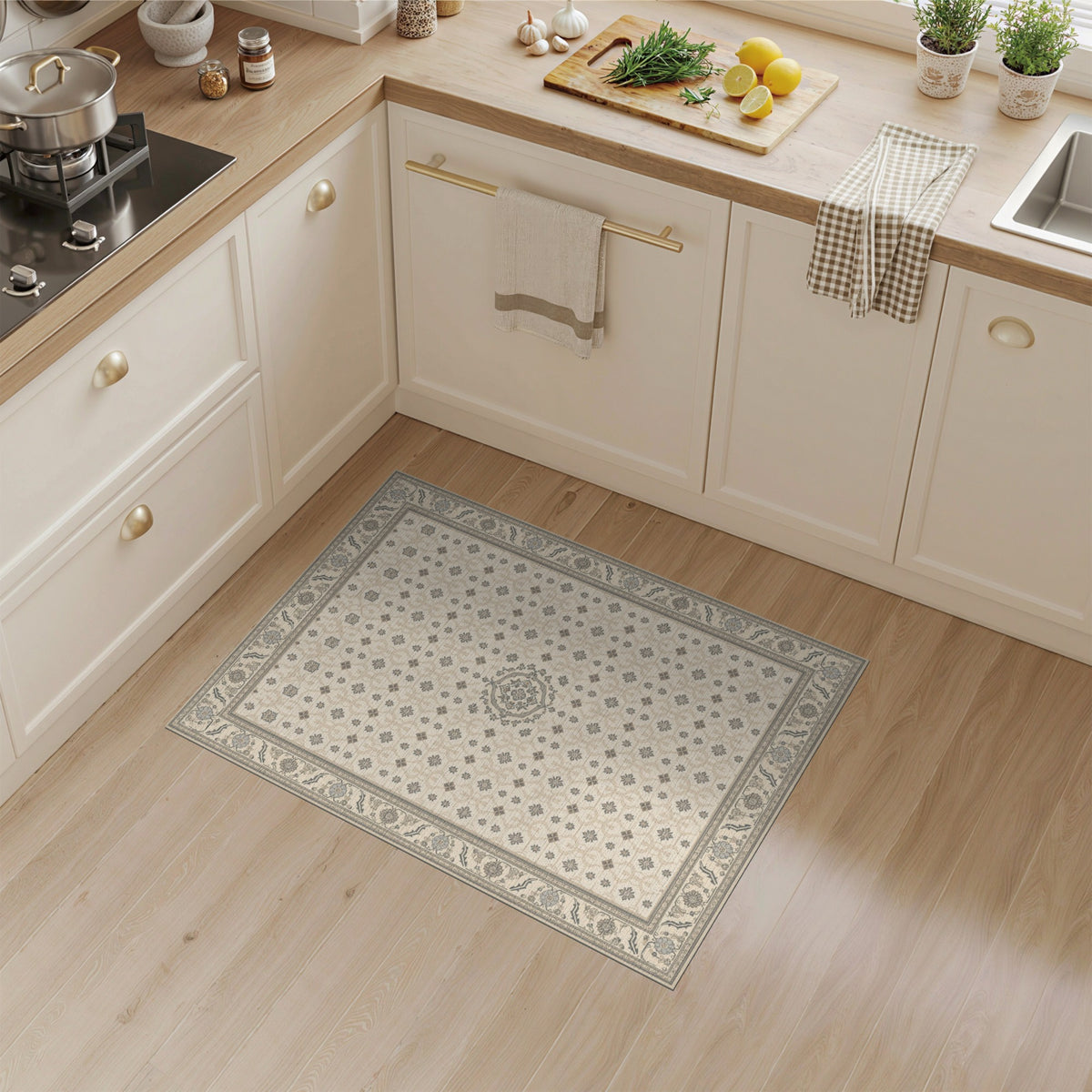Beige and Neutral Beige Neutral Persian Medallion Area Rug