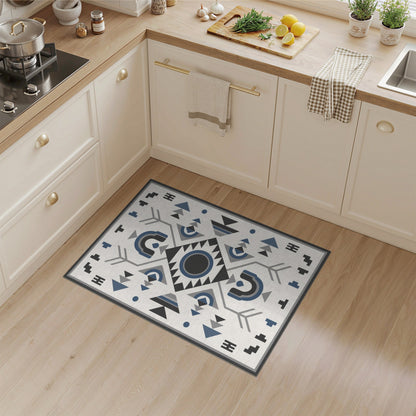 Blue Geometric Symmetrical Area Rug