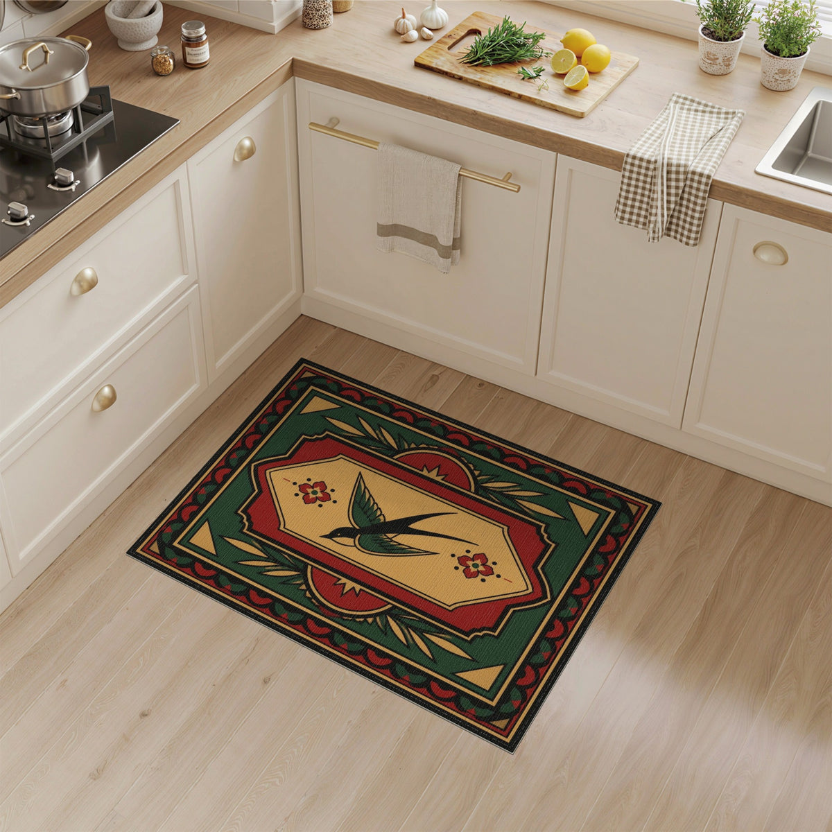 Flying Swallow Bird Area Rug