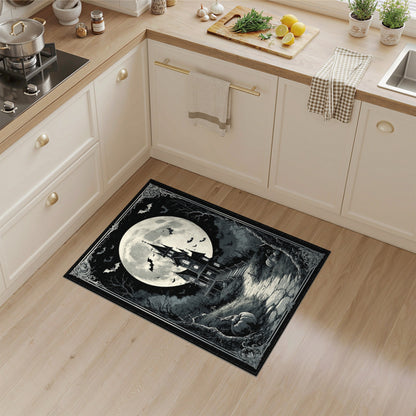 Haunted Mansion Black White Washable Area Rug