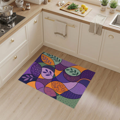 Vibrant Purple Abstract Leaf Area Rug