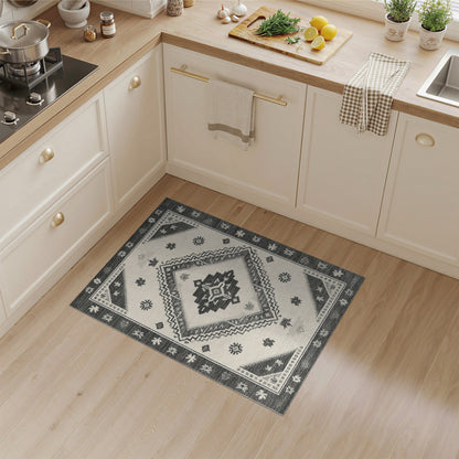 Black White Heritage Tribal Area Rug