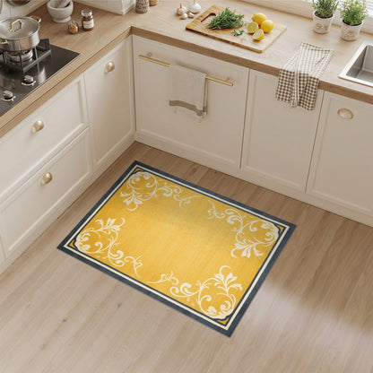 Yellow Floral Vintage Area Rug