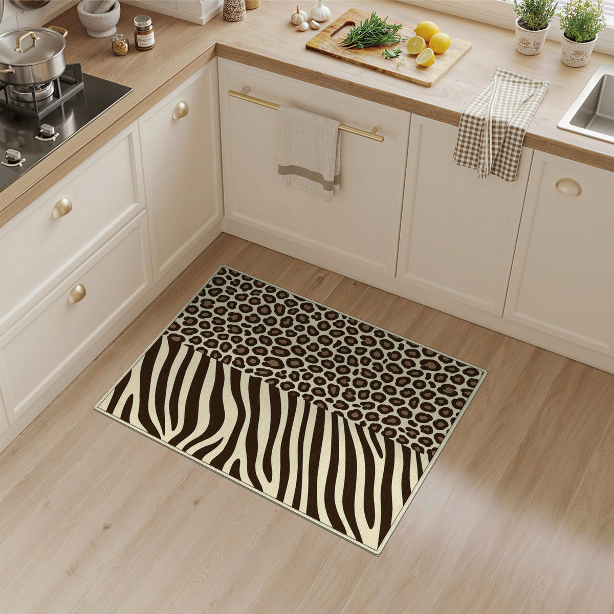 Boho Chic Brown Zebra Leopard Print Area Rug