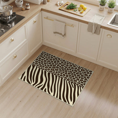 Boho Chic Brown Zebra Leopard Print Area Rug