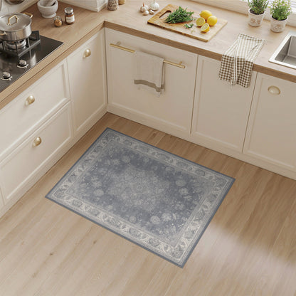 Grey Floral Vintage Grey Area Rug