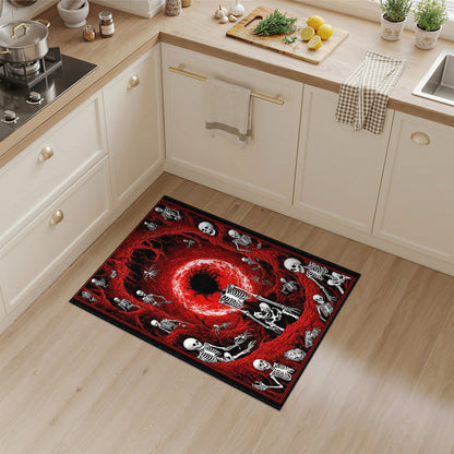 Abstract Area Red Skeleton Vortex Area Rug