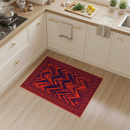 Red Geometric Chevron Area Rug