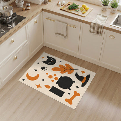 Halloween Cat Cauldron Washable Area Rug