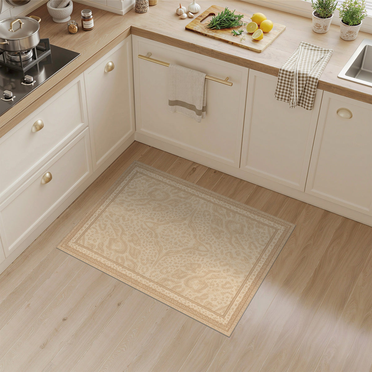 Beige Traditional Persian Area Rug