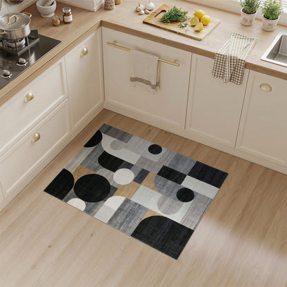 Black White Geometric Modern No. 40 Area Rug