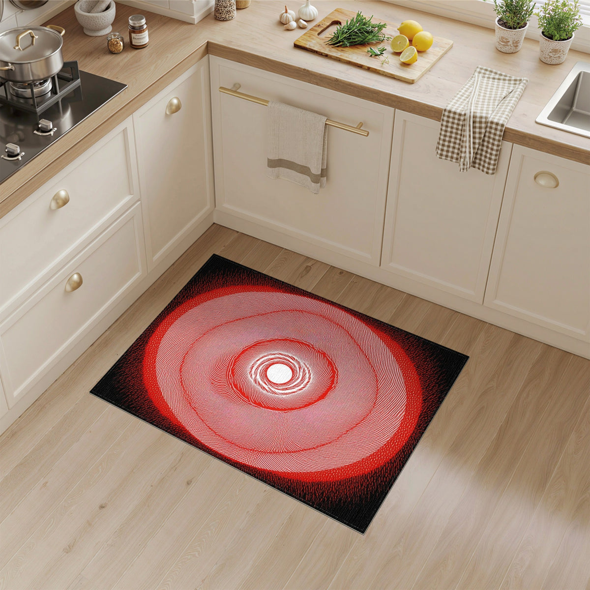 Red Vortex Geometric Area Rug