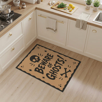 Beware of Ghosts Skull Halloween Rug