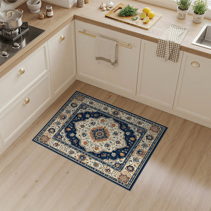 Blue and Teal Navy Persian Medallion Floral Area Rug