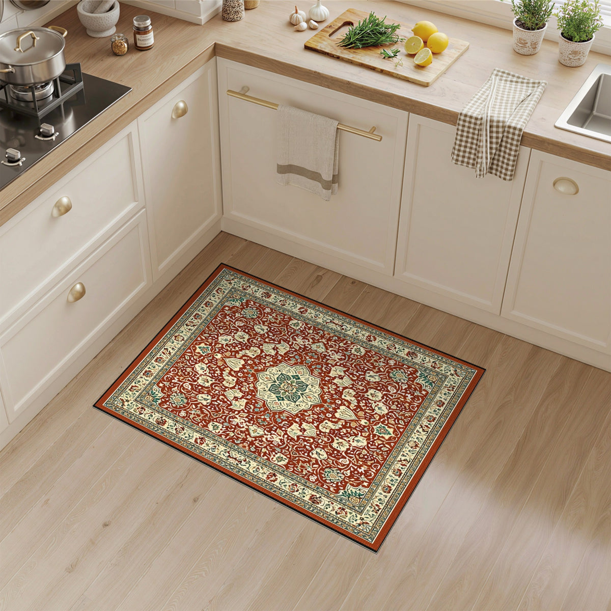 Floral Medallion Traditional Persian Red Persian Floral Medallion Area Rug