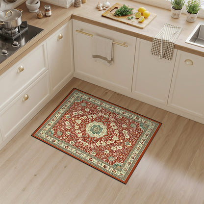 Floral Medallion Traditional Persian Red Persian Floral Medallion Area Rug