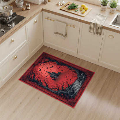 Gothic Haunted Castle Red Area Rug