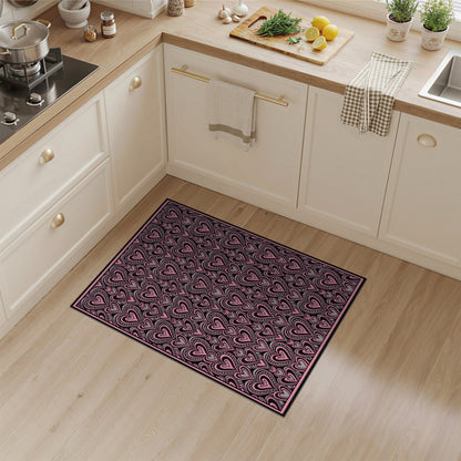 Pink Heart Boho Chic Area Rug
