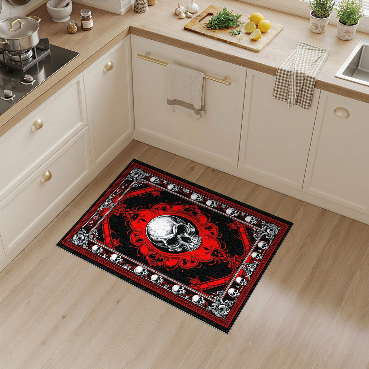 Red Skull Medallion Area Rug