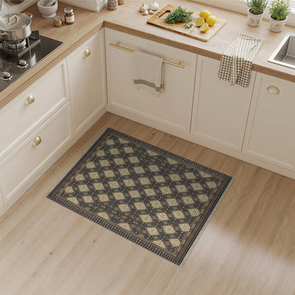 Brown Tan Traditional Diamond Area Rug