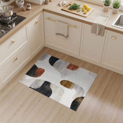 Beige and Neutral Abstract Area Abstract Neutral Shapes Area Rug