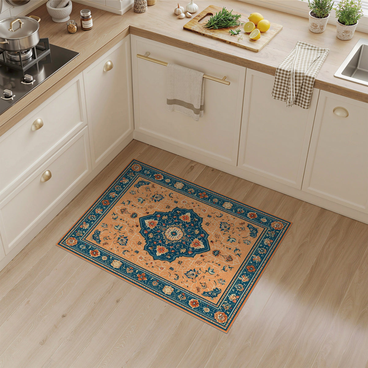 Blue and Teal Traditional Persian Blue Medallion Area Rug