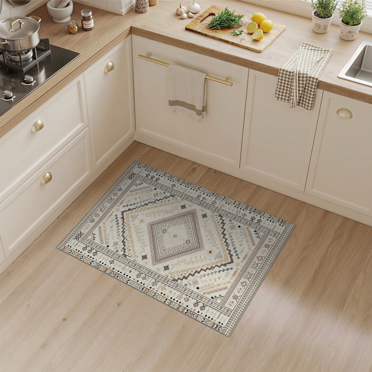 Beige Southwestern Geometric Area Rug