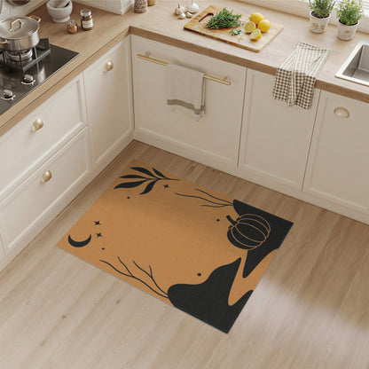 Rustic Farmhouse Orange Pumpkin Moon Area Rug